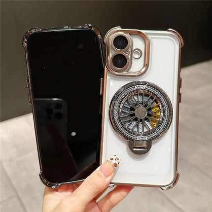 For iPhone 16 Plus Magnetic Case Rotating Fidget Spinner Kickstand PC + TPU Airbag Mobile Cover