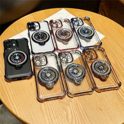 For iPhone 16 Plus Magnetic Case Rotating Fidget Spinner Kickstand PC + TPU Airbag Mobile Cover