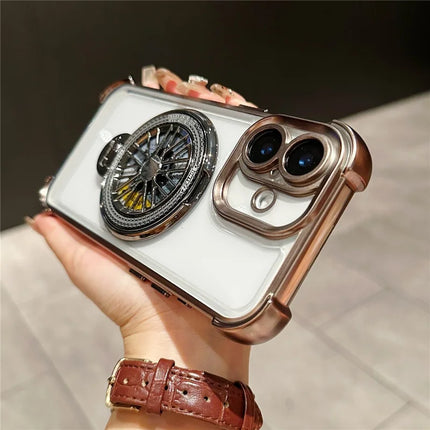 For iPhone 16 Plus Magnetic Case Rotating Fidget Spinner Kickstand PC + TPU Airbag Mobile Cover