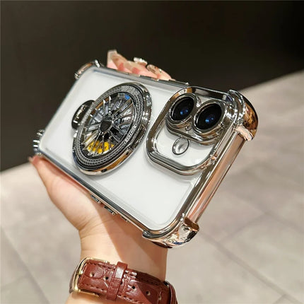 For iPhone 16 Plus Magnetic Case Rotating Fidget Spinner Kickstand PC + TPU Airbag Mobile Cover
