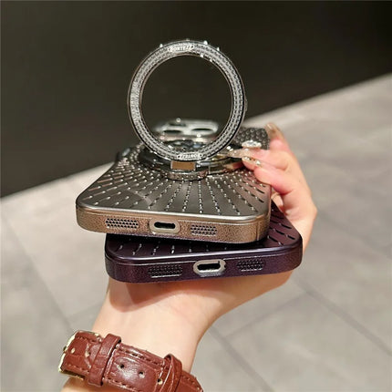 For iPhone 16 Pro Max Case Compatible with MagSafe Gyroscope Kickstand Heat Dissipation PC Back Cover