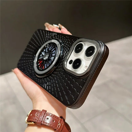 For iPhone 16 Pro Max Case Compatible with MagSafe Gyroscope Kickstand Heat Dissipation PC Back Cover