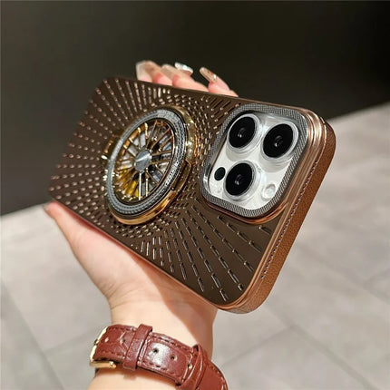 For iPhone 16 Pro Max Case Compatible with MagSafe Gyroscope Kickstand Heat Dissipation PC Back Cover