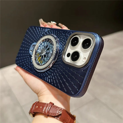 For iPhone 16 Pro Max Case Compatible with MagSafe Gyroscope Kickstand Heat Dissipation PC Back Cover