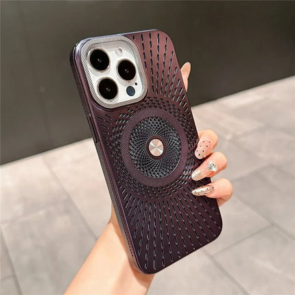 For iPhone 16 Pro Max Case Compatible with MagSafe Heat Dissipation Electroplating PC Phone Cover - Dark Purple