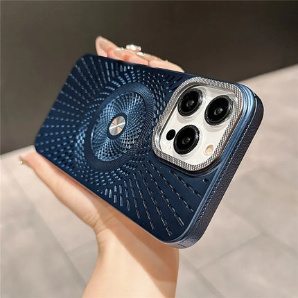 For iPhone 16 Pro Max Case Compatible with MagSafe Heat Dissipation Electroplating PC Phone Cover