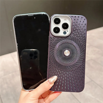For iPhone 16 Pro Max Case Compatible with MagSafe Heat Dissipation Electroplating PC Phone Cover