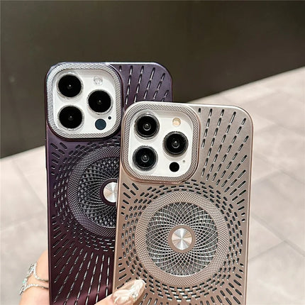 For iPhone 16 Pro Max Case Compatible with MagSafe Heat Dissipation Electroplating PC Phone Cover
