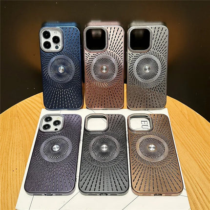 For iPhone 16 Pro Max Case Compatible with MagSafe Heat Dissipation Electroplating PC Phone Cover