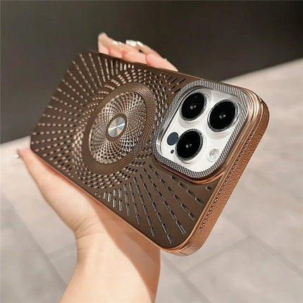 For iPhone 16 Pro Max Case Compatible with MagSafe Heat Dissipation Electroplating PC Phone Cover