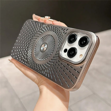 For iPhone 16 Pro Max Case Compatible with MagSafe Heat Dissipation Electroplating PC Phone Cover