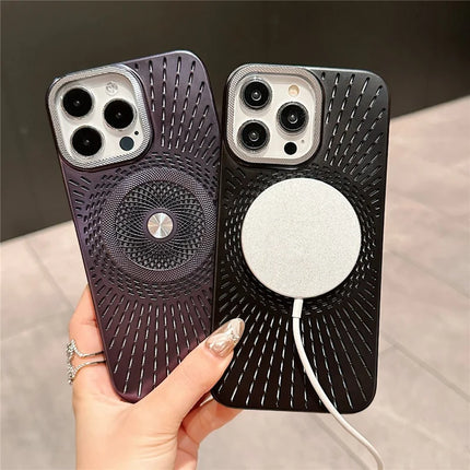 For iPhone 16 Pro Max Case Compatible with MagSafe Heat Dissipation Electroplating PC Phone Cover