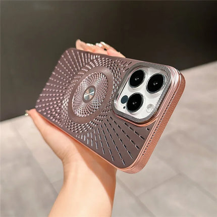 For iPhone 16 Pro Case Compatible with MagSafe Heat Dissipation Electroplating PC Phone Cover
