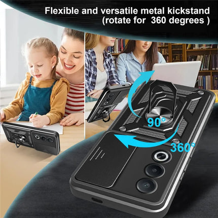 For Oppo A3 Pro (India) 5G  /  A80 5G Case with Slide Camera Lid PC + TPU Kickstand Phone Cover