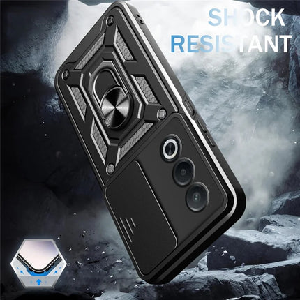 For Oppo A3 Pro (India) 5G  /  A80 5G Case with Slide Camera Lid PC + TPU Kickstand Phone Cover