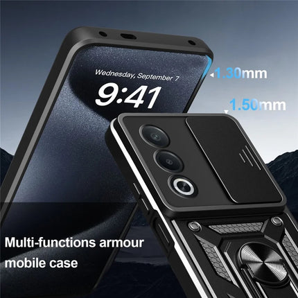 For Oppo A3 Pro (India) 5G  /  A80 5G Case with Slide Camera Lid PC + TPU Kickstand Phone Cover