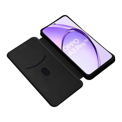 For Oppo A3 Pro (Global) 5G Case Carbon Fiber Texture Drop-Proof PU Leather Phone Cover