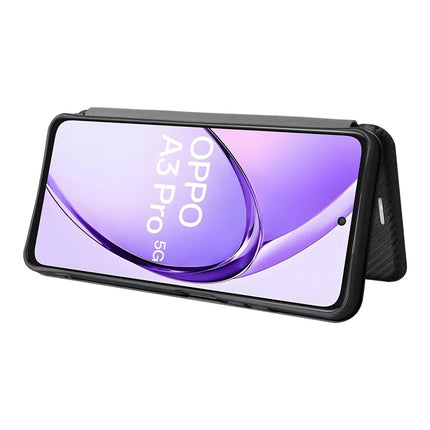 For Oppo A3 Pro (Global) 5G Case Carbon Fiber Texture Drop-Proof PU Leather Phone Cover