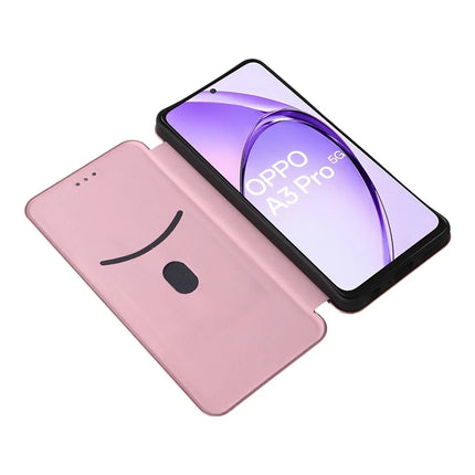 For Oppo A3 Pro (Global) 5G Case Carbon Fiber Texture Drop-Proof PU Leather Phone Cover