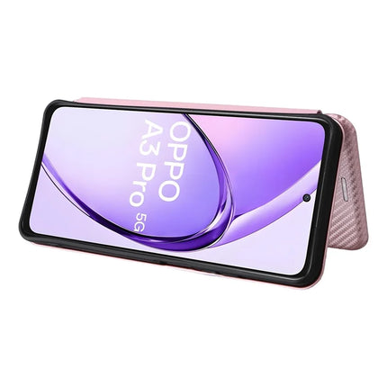 For Oppo A3 Pro (Global) 5G Case Carbon Fiber Texture Drop-Proof PU Leather Phone Cover