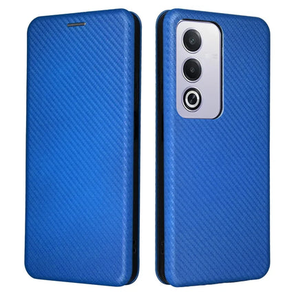 For Oppo A3 Pro (Global) 5G Case Carbon Fiber Texture Drop-Proof PU Leather Phone Cover - Blue