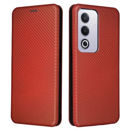 For Oppo A3 Pro (Global) 5G Case Carbon Fiber Texture Drop-Proof PU Leather Phone Cover - Brown