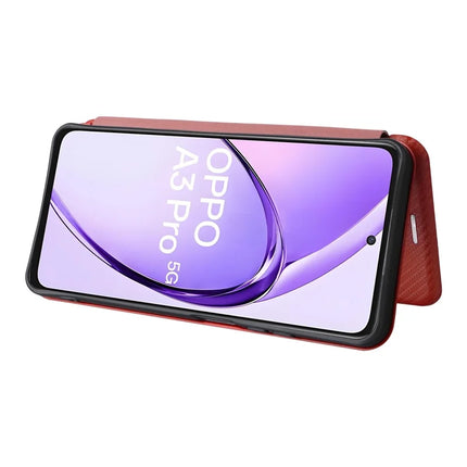 For Oppo A3 Pro (Global) 5G Case Carbon Fiber Texture Drop-Proof PU Leather Phone Cover