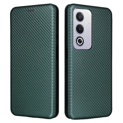 For Oppo A3 Pro (Global) 5G Case Carbon Fiber Texture Drop-Proof PU Leather Phone Cover - Green