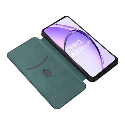 For Oppo A3 Pro (Global) 5G Case Carbon Fiber Texture Drop-Proof PU Leather Phone Cover
