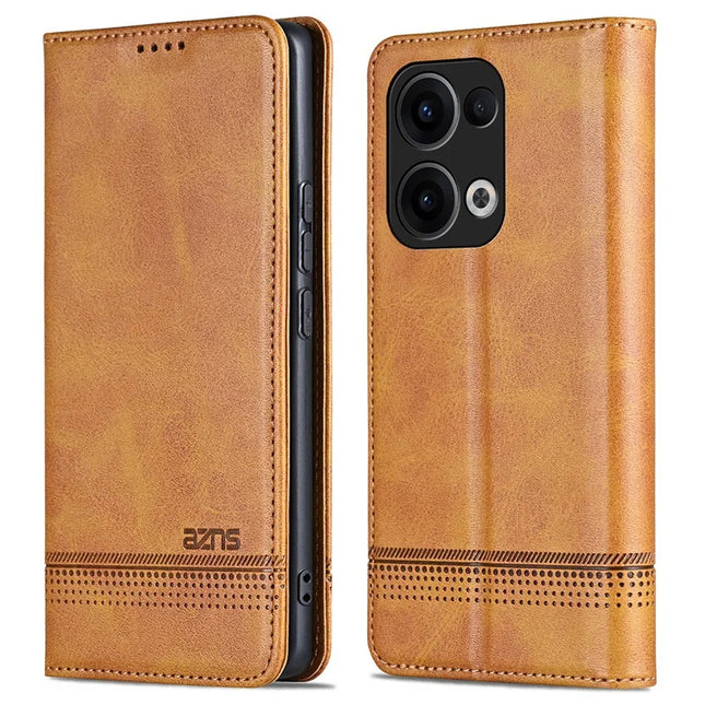 AZNS For Oppo Reno13 5G (Global) Case Cowhide Texture PU Leather Wallet Phone Cover - Brown