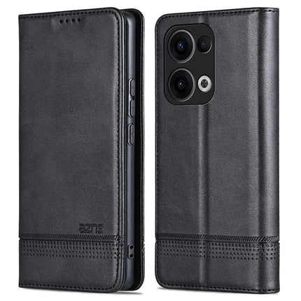 AZNS For Oppo Reno13 5G (Global) Case Cowhide Texture PU Leather Wallet Phone Cover - Black