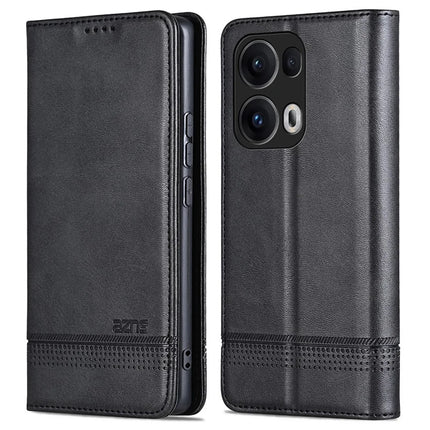 AZNS For Oppo Reno13 Pro 5G Case Cowhide Texture PU Leather Wallet Phone Cover - Black