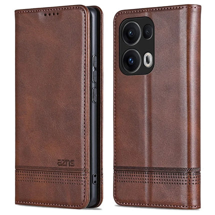 AZNS For Oppo Reno13 Pro 5G Case Cowhide Texture PU Leather Wallet Phone Cover - Coffee