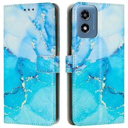 Stand Case for Motorola Moto G04s 4G / G04 4G / G24 4G / E14 4G Marble Pattern PU Leather Wallet Phone Cover - Blue  /  Green