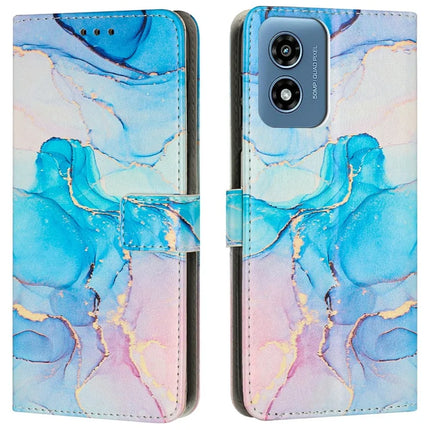 Stand Case for Motorola Moto G04s 4G / G04 4G / G24 4G / E14 4G Marble Pattern PU Leather Wallet Phone Cover - Pink  /  Green