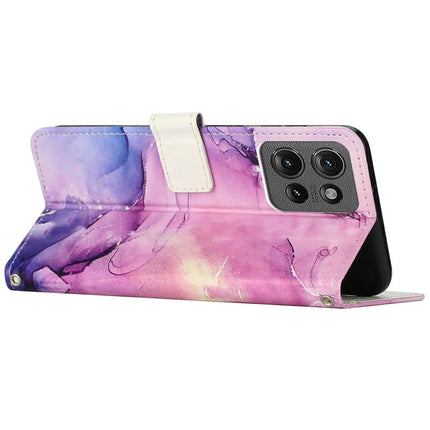 Stand Case for Motorola Edge 50 Pro 5G / Edge 50 5G Marble Pattern PU Leather Wallet Phone Cover