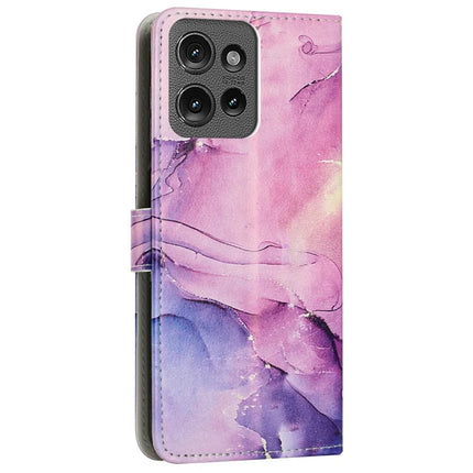 Stand Case for Motorola Edge 50 Pro 5G / Edge 50 5G Marble Pattern PU Leather Wallet Phone Cover