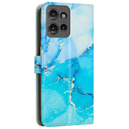 Stand Case for Motorola Edge 50 Pro 5G / Edge 50 5G Marble Pattern PU Leather Wallet Phone Cover