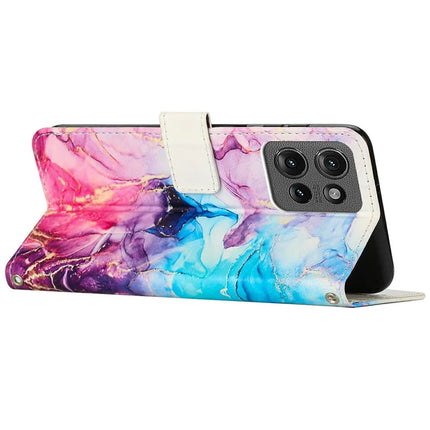 Stand Case for Motorola Edge 50 Pro 5G / Edge 50 5G Marble Pattern PU Leather Wallet Phone Cover