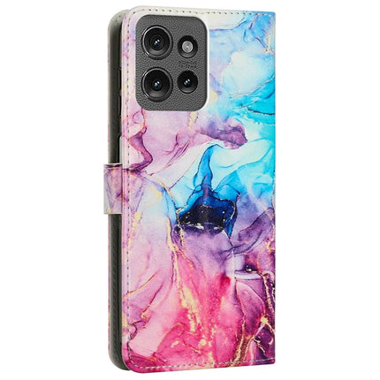 Stand Case for Motorola Edge 50 Pro 5G / Edge 50 5G Marble Pattern PU Leather Wallet Phone Cover
