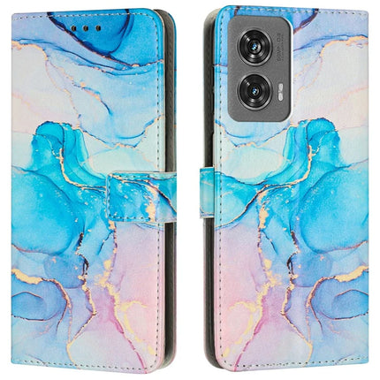 Stand Case for Motorola Moto G85 5G / S50 Neo 5G Marble Pattern PU Leather Wallet Phone Cover - Pink  /  Green