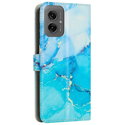 For Motorola Moto G55 5G Stand Case Marble Pattern PU Leather Wallet Phone Cover