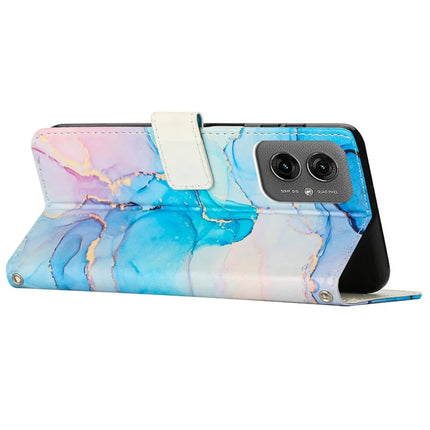 For Motorola Moto G55 5G Stand Case Marble Pattern PU Leather Wallet Phone Cover