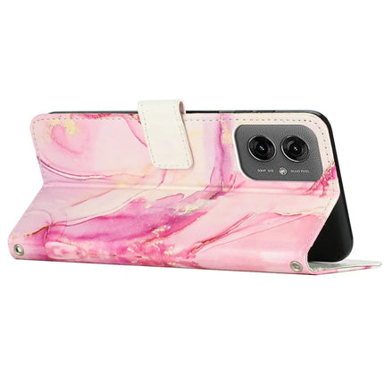 For Motorola Moto G55 5G Stand Case Marble Pattern PU Leather Wallet Phone Cover