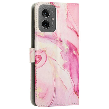 For Motorola Moto G55 5G Stand Case Marble Pattern PU Leather Wallet Phone Cover