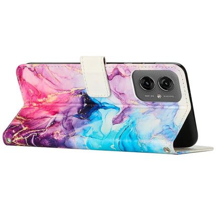 For Motorola Moto G55 5G Stand Case Marble Pattern PU Leather Wallet Phone Cover