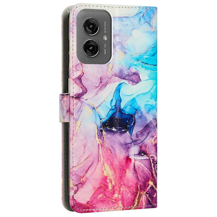 For Motorola Moto G55 5G Stand Case Marble Pattern PU Leather Wallet Phone Cover