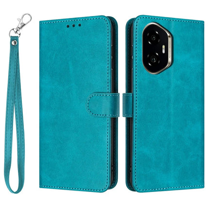 For Honor 300 Case Flip Stand PU Leather Wallet Phone Cover Calf Texture - Green