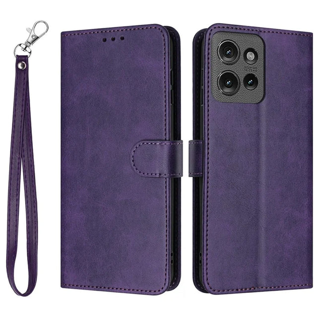 Wallet Phone Case for Motorola Moto G Power (2025) / G Play (2025) 4G Flip Stand PU Leather Cover Calf Texture - Purple