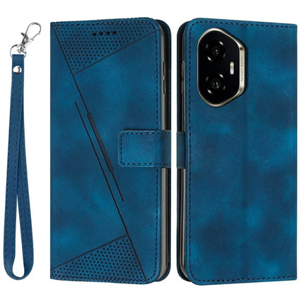 For Honor 300 Case Handbag Imprinted Triangle Leather Phone Cover - Sapphire